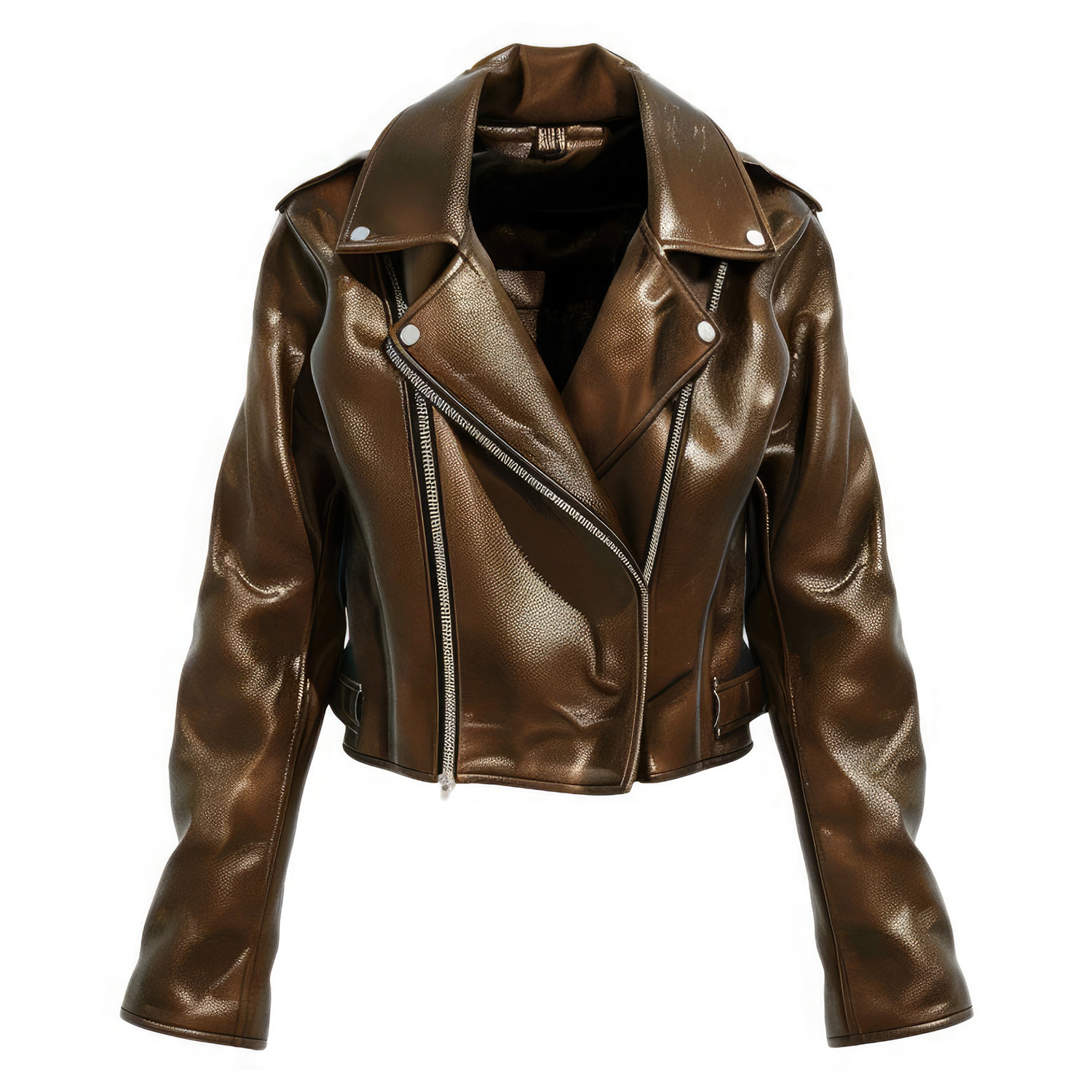 Dames Donker Chocoladebruine Moto Leren Jas