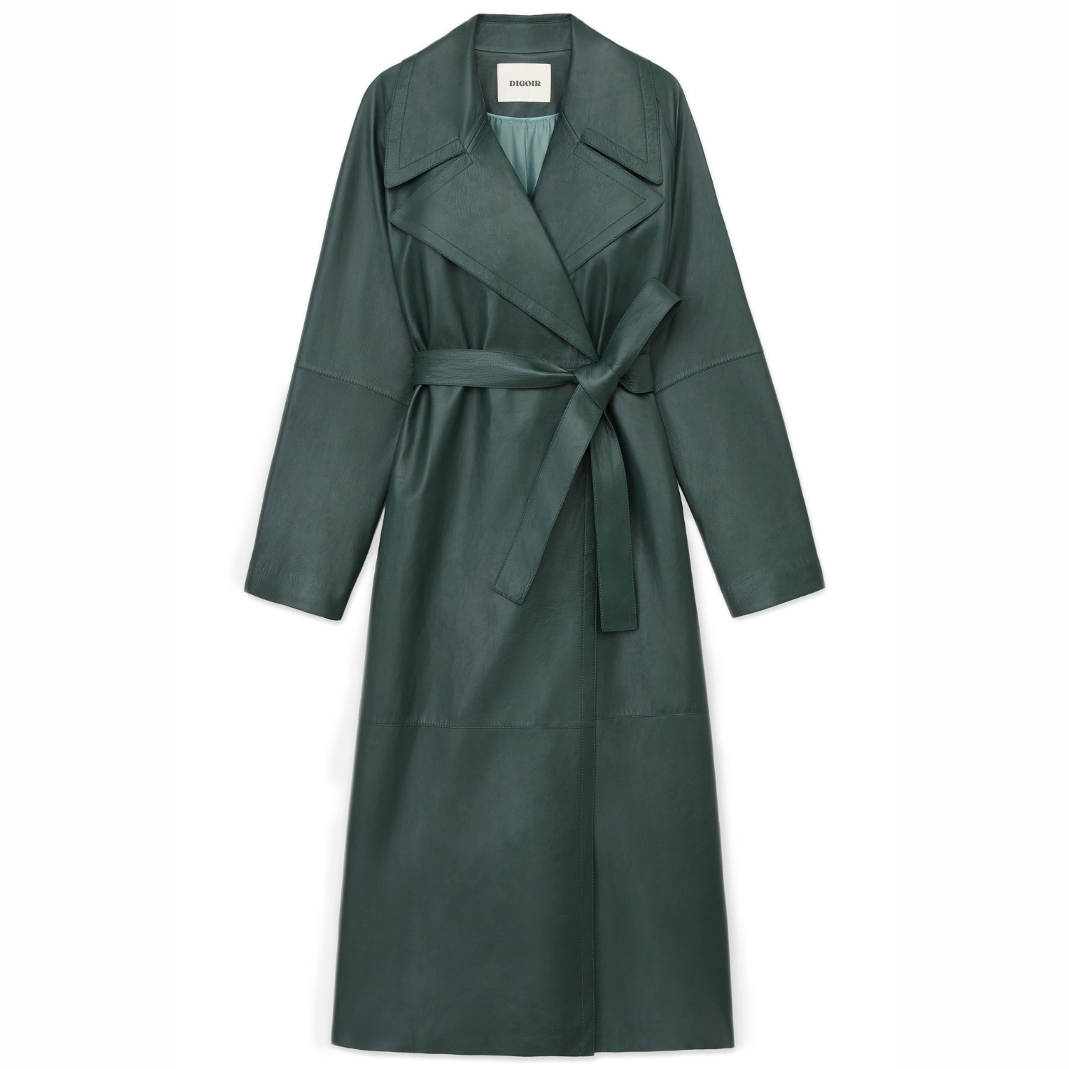 Luxe Bos Groen Schapen Leren Trenchcoat Dames