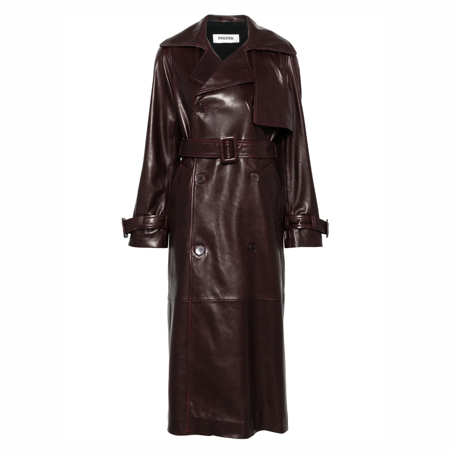 Luxe WineRode Leren Classic Trenchcoat Dames